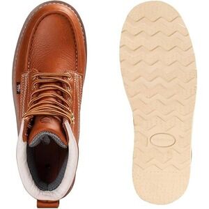SUREWAY 6in Wedge Moc Toe Work Boots for Men - Waterproof Steel Toe Lt Brown